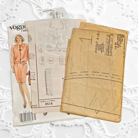 Vtg Vogue Sewing Pattern 8150 Fitting Jacket Skirt Pants 90s Sizes 6/8/10 Uncut - Picture 3 of 5